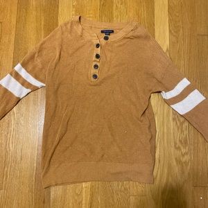 american eagle varsity stripe henley sweater